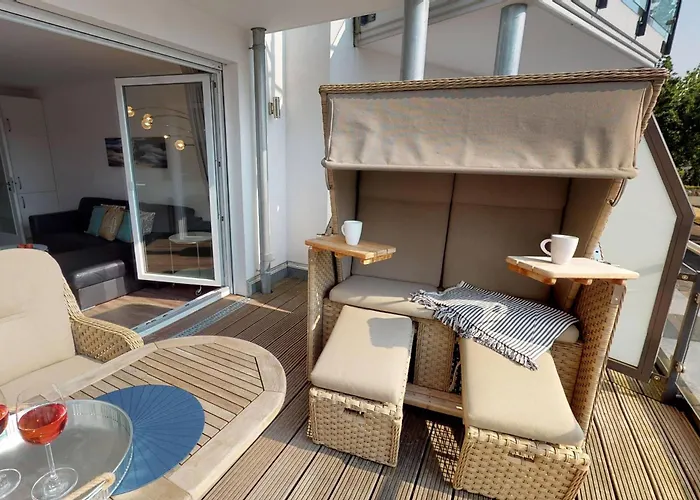 Apartman Meeresrauschen Carpe Diem Mit Grosszuegiger Terrasse Und Extragrossem Strandkorb